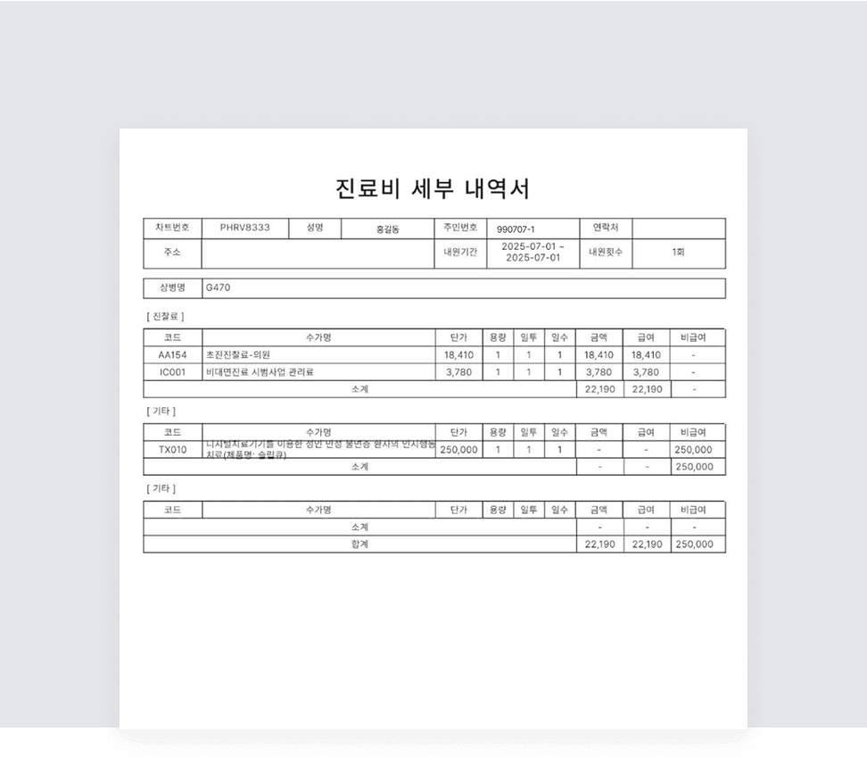 실비보험 청구 서류